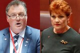 A composite image showing Pauline Hanson and Rod Culleton.