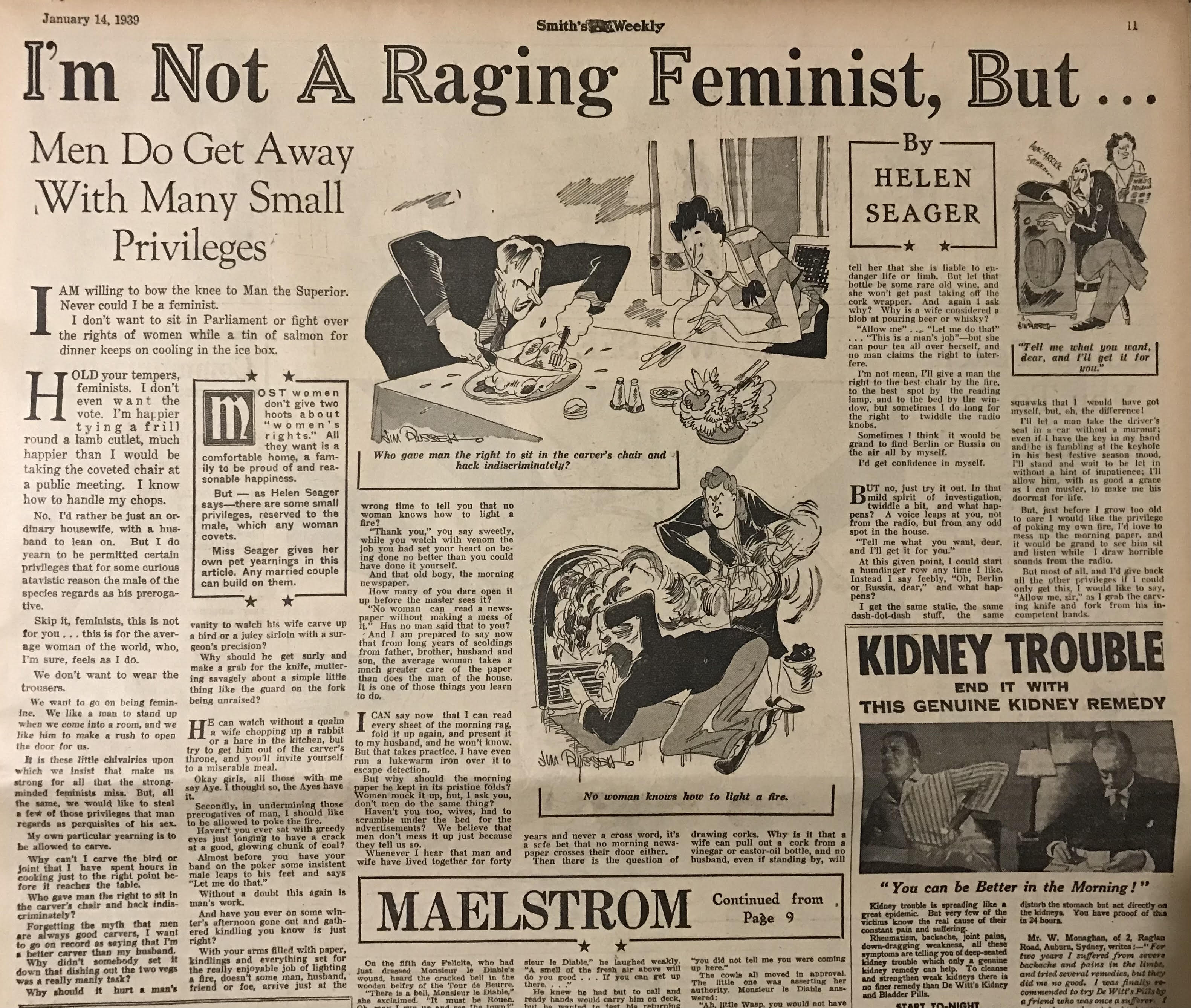Raging feminist article in Smith's Weekly