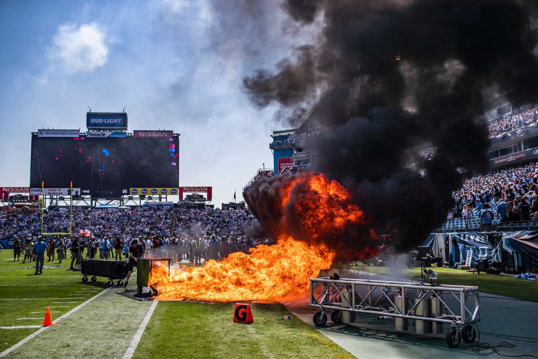 Pre-game NFL display at Tennessee Titans vs Indianapolis Colts game results  in fiery inferno - ABC News