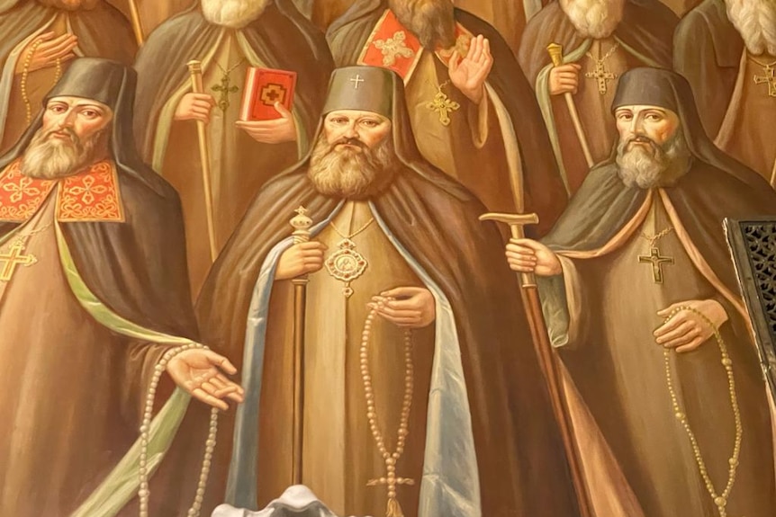 A painting of Ukrainian orthodox priests 