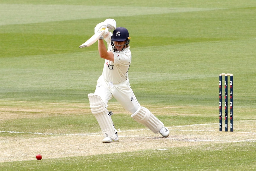 Victoria's Marcus Harris batting against the Redbacks in a Shield match at the MCG in November 2018.