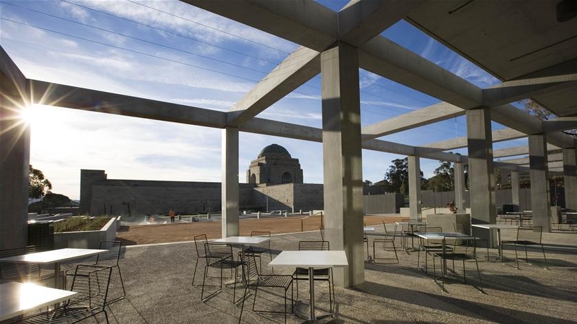 Diners in the cafe can look out over the iconic building and memorial garden.