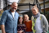 Daniel Boardman, Rosie (5), Ava (9), Kate Sindrey pose for the camera.