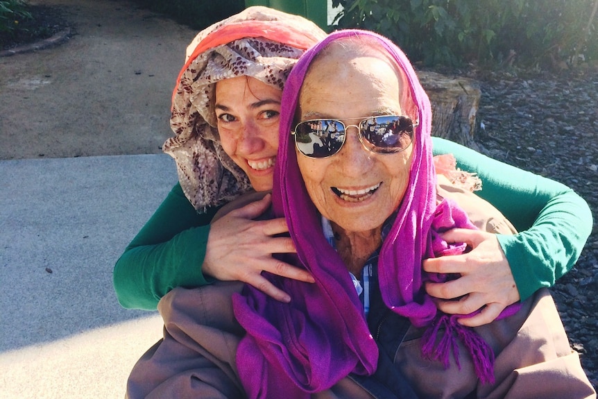 Lisa with Clarrie during a stint he had in hospital in Brisbane