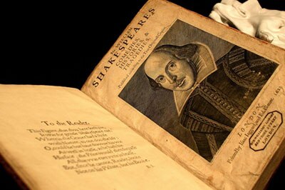 First Folio edition of Shakespeare plays