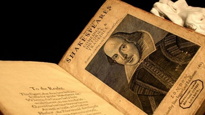 First Folio edition of Shakespeare plays