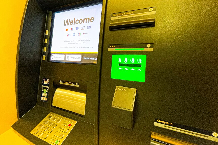 Close up shot of an ATM.