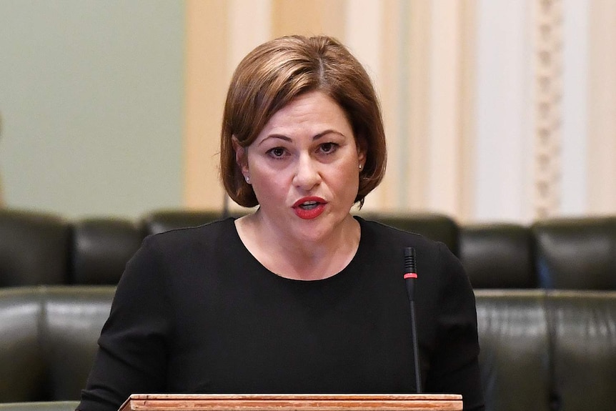 Jackie Trad speaks during proceedings at Parliament House in Brisbane.