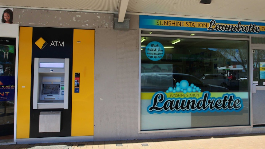 CBA ATM next to a laundrette at Sunshine in Victoria.