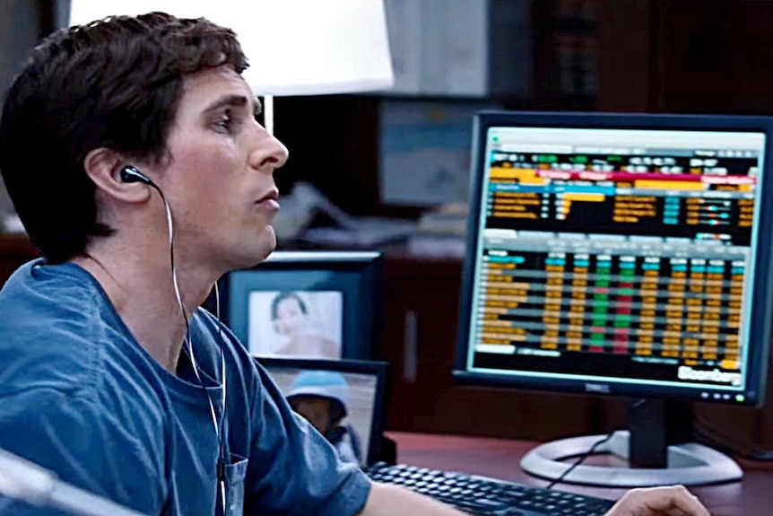 Christian Bale stars in a scene from The Big Short, released December 2015.