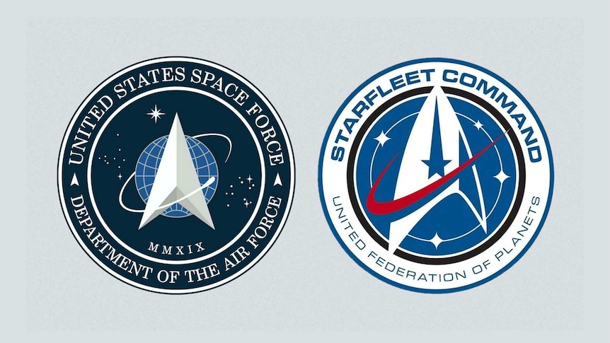 The logo of United States Space Force and the Starfleet Command logo
