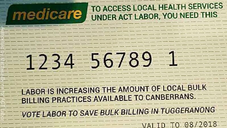 Fake Medicare cards were used by ACT Labor during the election campaign