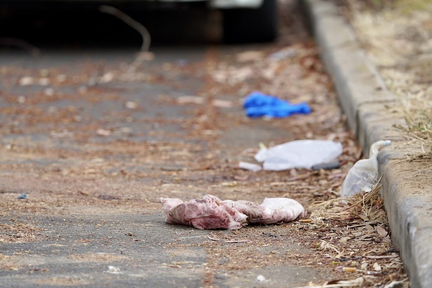 An apparently bloodied item at the scene of a stabbing.