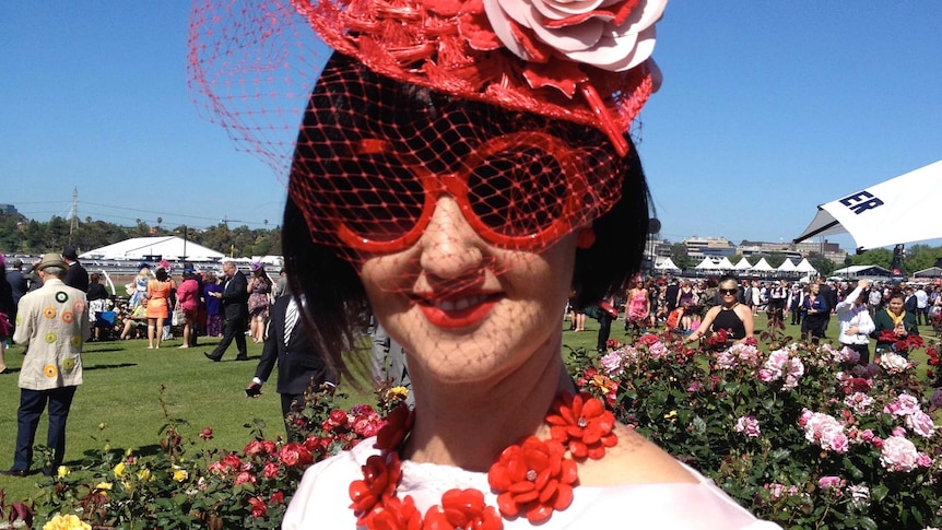 Angela McCormick at the Fashion in the Fields at Flemington racecourse on Melbourne Cup day.