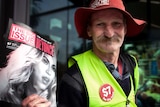 Big Issue vendor Russell at work in Melbourne