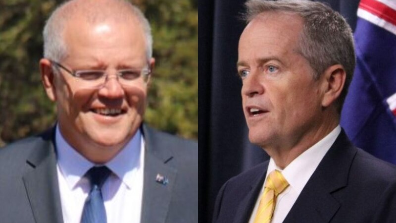 A composite image showing Prime Minister Scott Morrison and Opposition Leader Bill Shorten side by side.