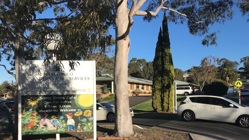 A sign stands out the front of the Marco Polo nursing home