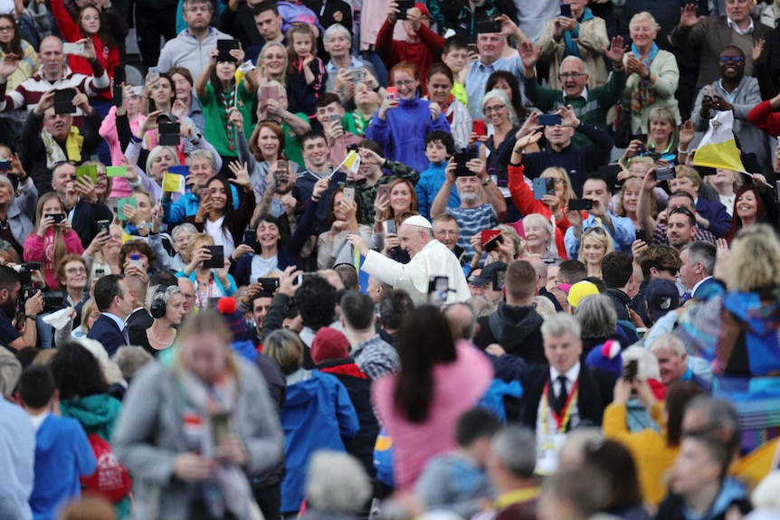 Pope Francis arrives at the Croke Park Stadium in Dublin on the occasion of the Festival of Families event