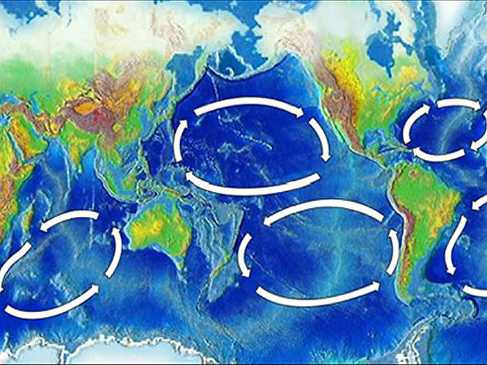 Graphic of five major ocean gyres
