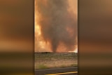 Witness captures footage of a smoke funnel near California wildfire.