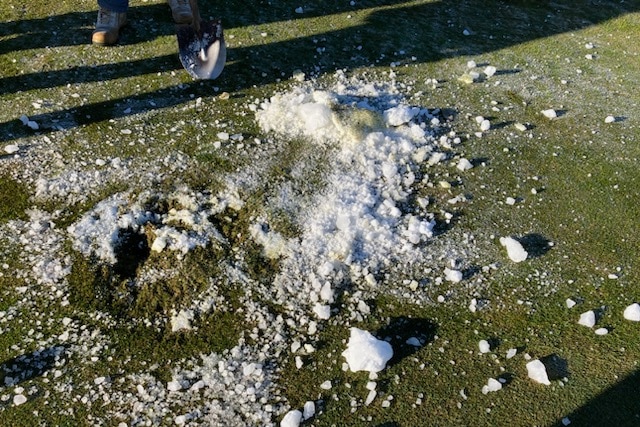 Ice on a golf course.