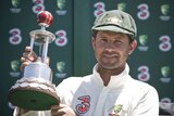 Winning skipper Ricky Ponting with the Sir Frank Worrell Trophy.
