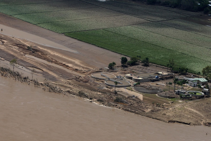 Millbank Water Treatment plant and destruction along the banks of the Burnett River between Bundaberg and Wallaville