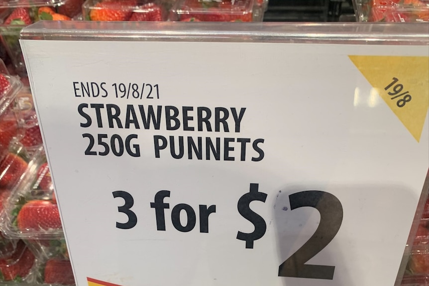 Discounted strawberries in Canberra.
