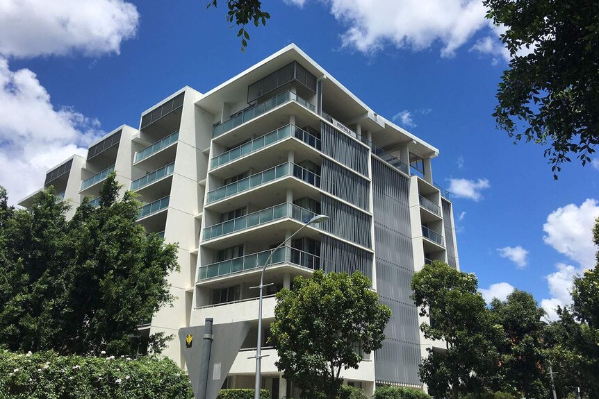 View from ground of units at Kelvin Grove in inner-city Brisbane.