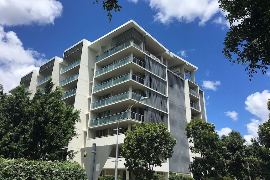 View from ground of units at Kelvin Grove in inner-city Brisbane.