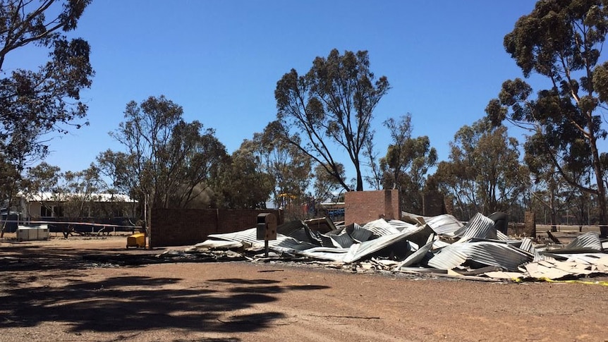 Scaddan town hall destroyed by bushfires.