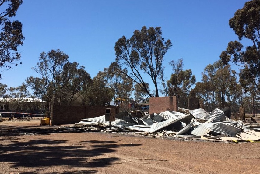 Scaddan town hall destroyed by bushfires.