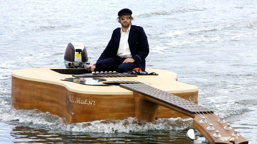 Josh Pyke's guitar-shaped boat made waves around the world.
