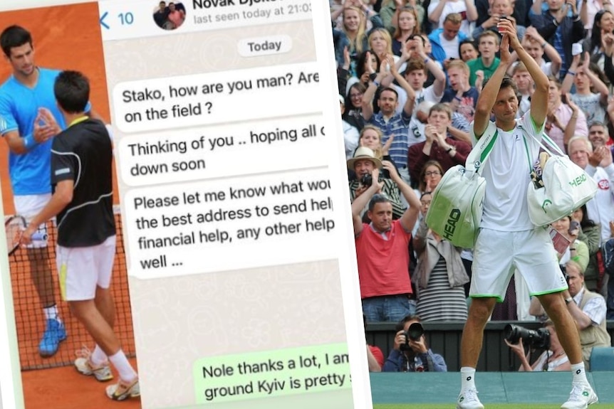 A graphic showing a WhatsApp message to a tennis player