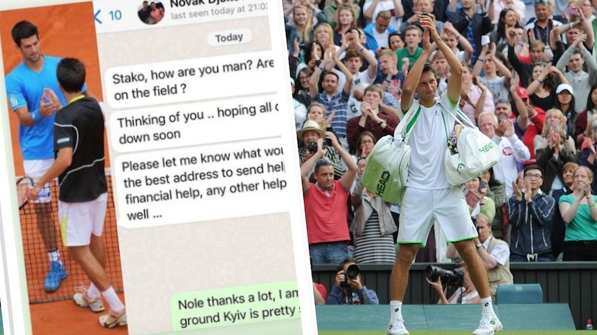 A graphic showing a WhatsApp message to a tennis player