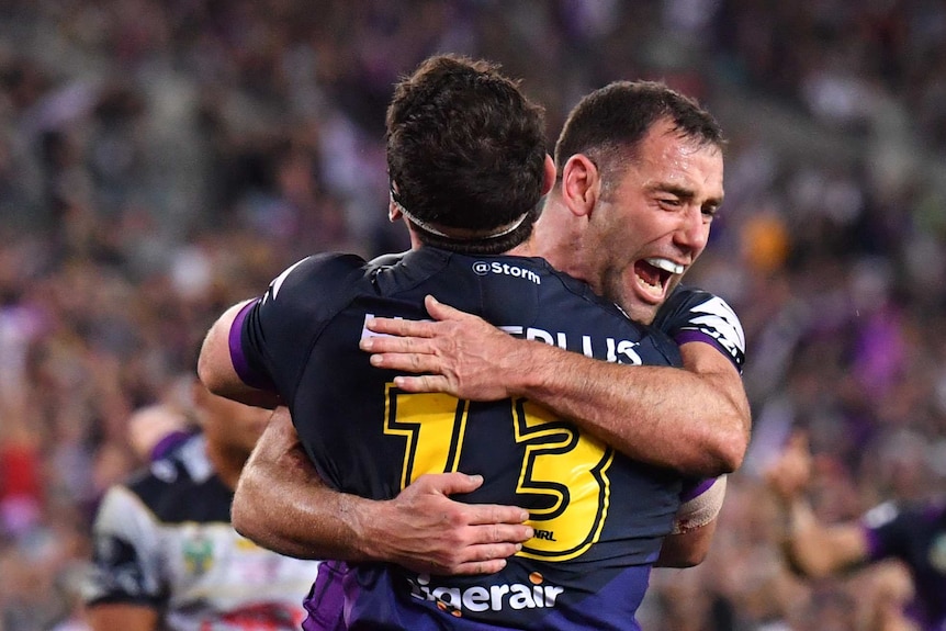 Cameron Smith is jubilant during the grand final