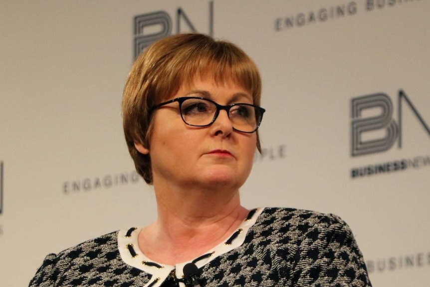 Defence Minister with a solemn expression while being asked questions at a business breakfast in Perth on November 20, 2020.