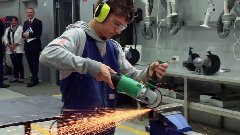 Year 10 engineering student at the Huon Valley trade training centre.