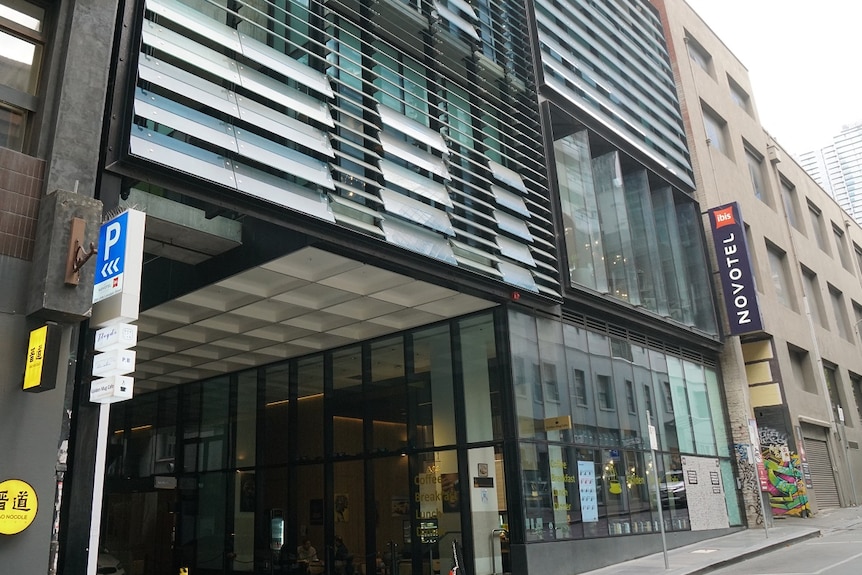 A view from the ground of the 32-storey hotel on Little Lonsdale Street.