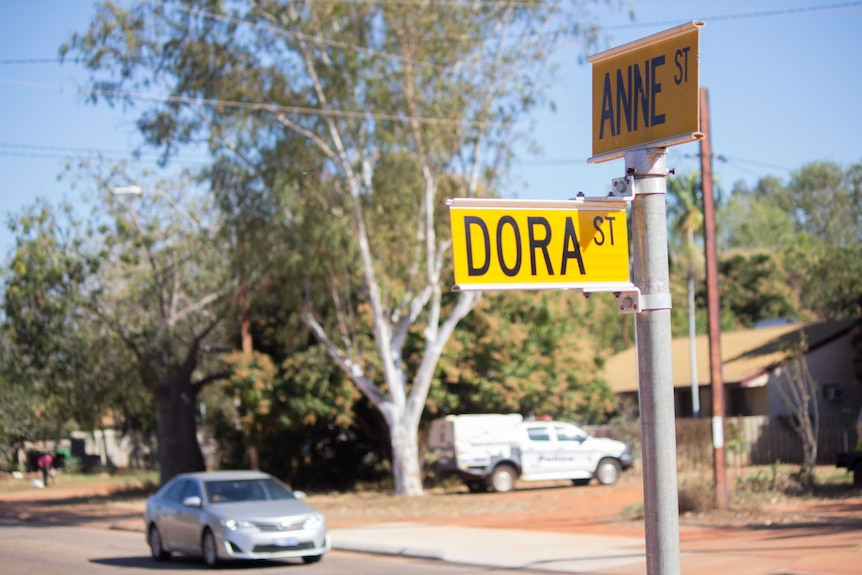 Street signs at an intersection reading Anne St and Dora St.