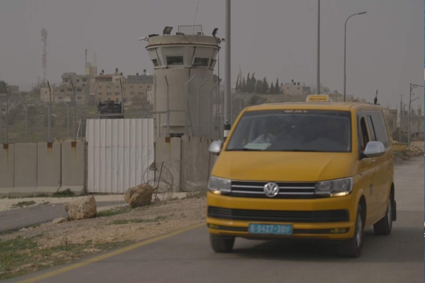 Israeli military watchtower at the entrance to Nabi Saleh.