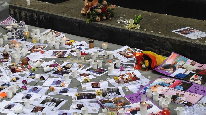 Remnants of the vigil for Andrew Chan and Myuran Sukumaran at Martin Place.