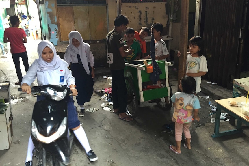 Children living in Kalijodo whose homes will be demolished on Monday