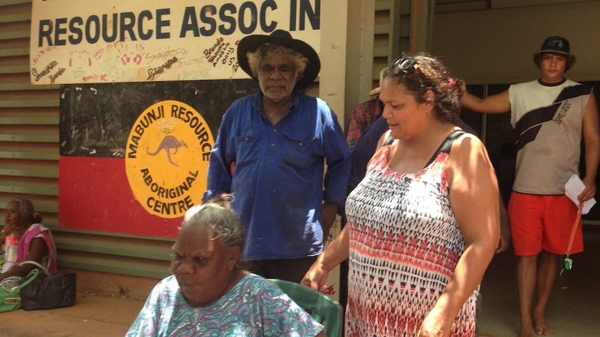 Indigenous residents from Borroloola protested outside Mabunji's annual general meeting in November.