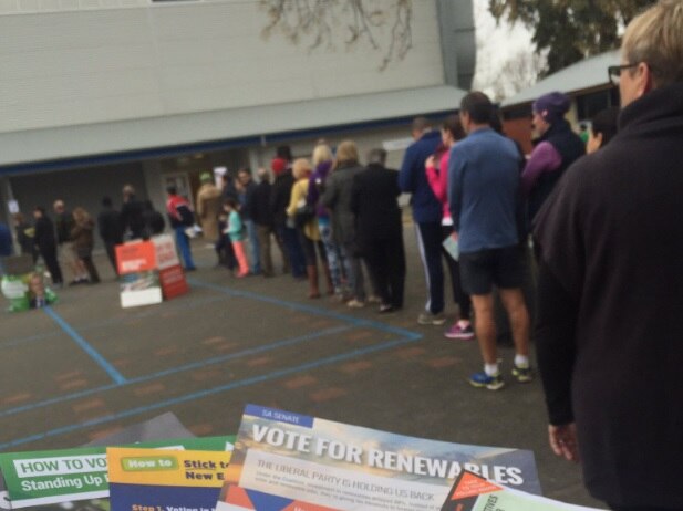 Voters line up at an east Adelaide booth
