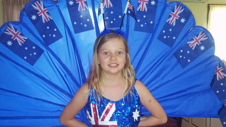 Julianna Green dons an Australia Day peacock costume