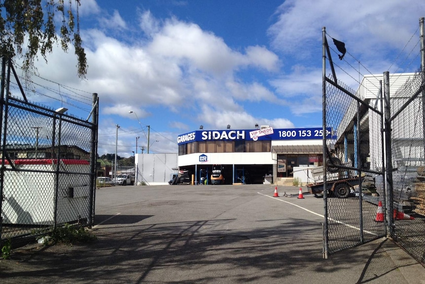 Outside of the  Sidach Sheds factory in Launceston.