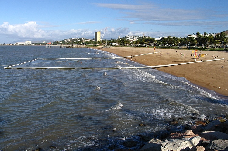 A stinger net in the ocean.