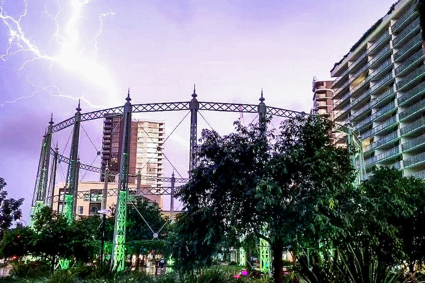 Lightning over Gasworks in Brisbane on May 12, 2021.
