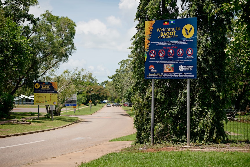 The entrance to the Bagot Aboriginal community in Darwin. 